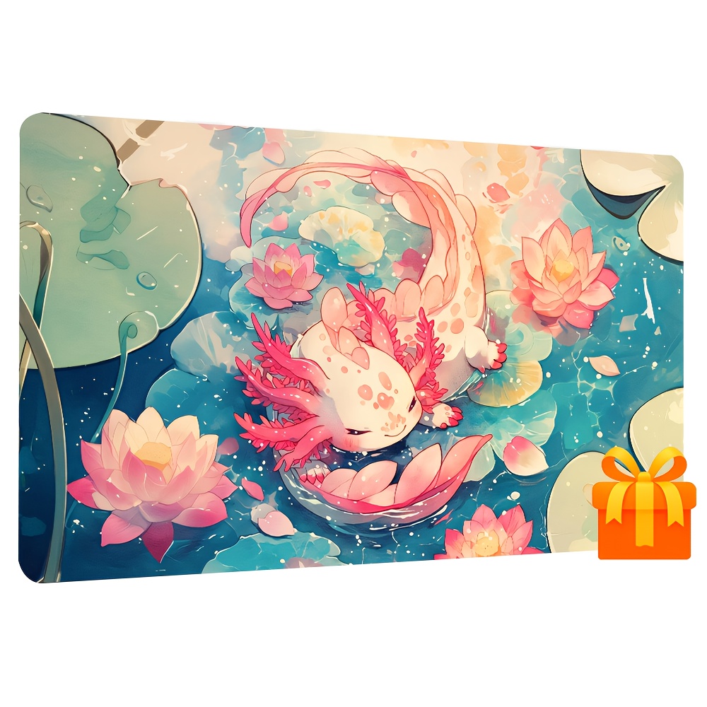 Cute Anime Axolotl Pond Playmat, Gaming Mat